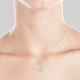 2 Ctw Pear Shape Diamond Lovebright Pendant in 14K White Gold with Chain